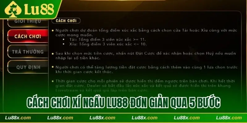 Cách chơi xí ngầu Lu88 đơn giản qua 5 bước
